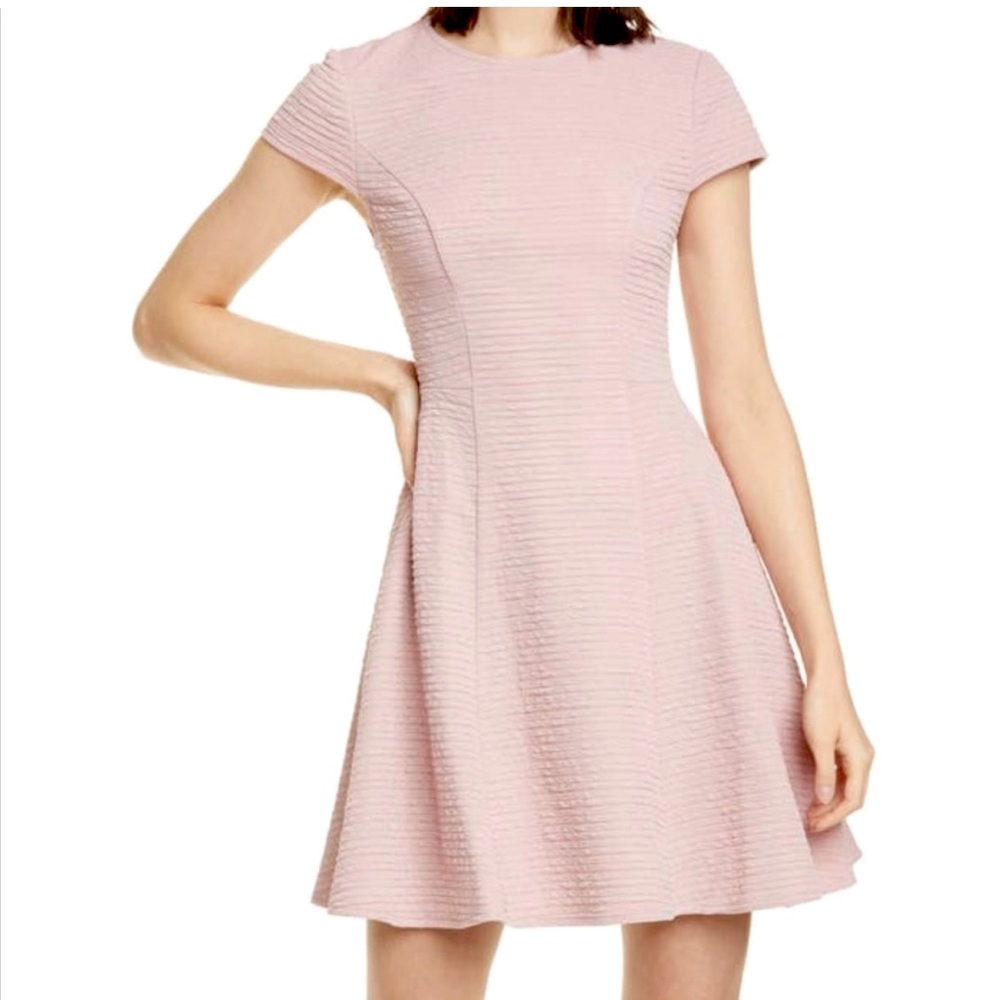 Ted Baker Cherisa Textured Skater Mini Dress Size 2 US 4/6 Preppy In Nude Pink